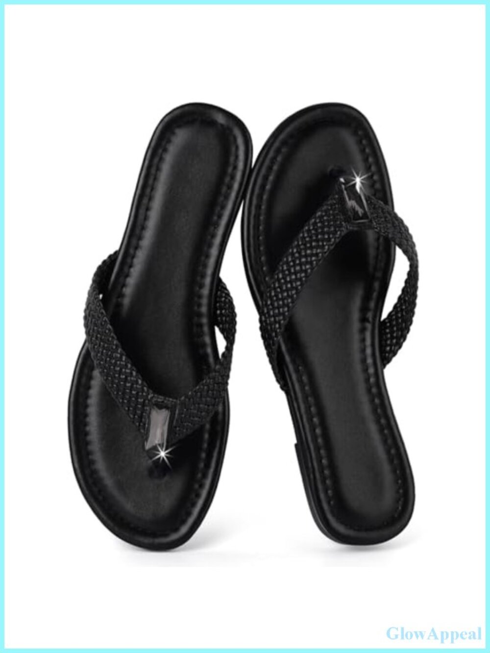 Woven Thong Sandals with Jeweled Flip Flops, PU Beach Sandals